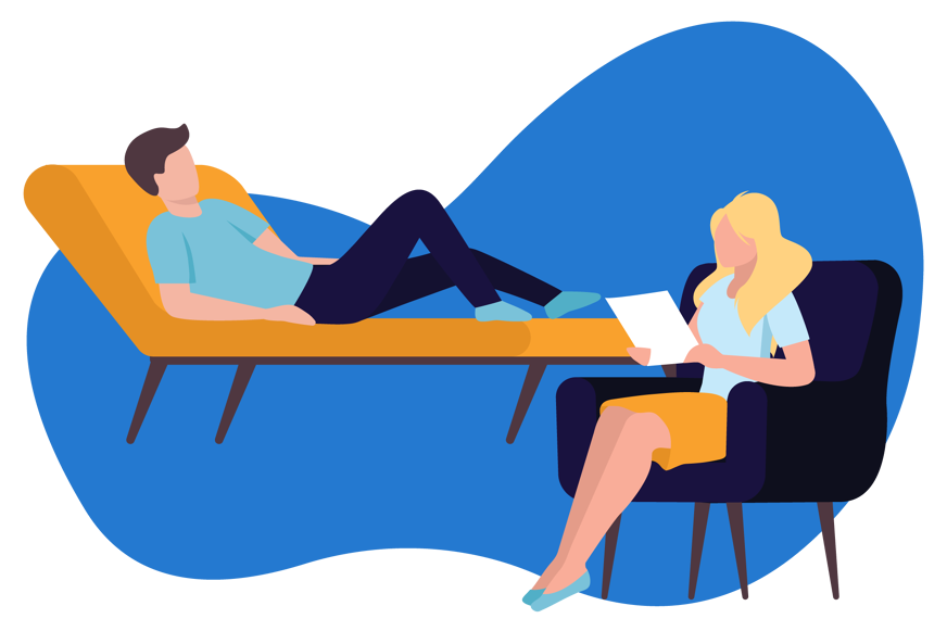 man talking with a therapist